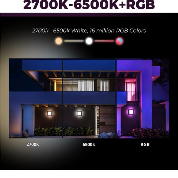 Smart Wall Light - Outdoor Wall Light Compatible with Alexa, Google Assistant - Picture 3 of 7